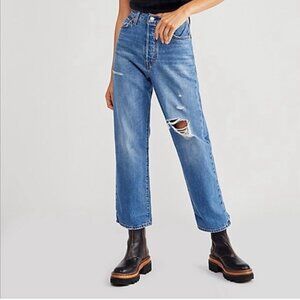Levi's Ribcage Straight Ankle Jeans (Distressed, Medium Wash) size 26